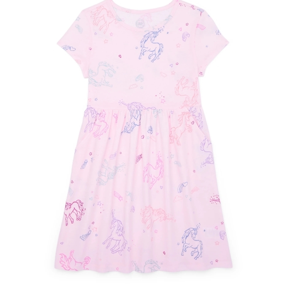 Pink Unicorn Print Dress